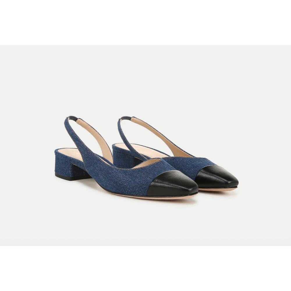 $375 Veronica Beard Womens Denim Cecile Slingback Sandals Size 8.5 M New